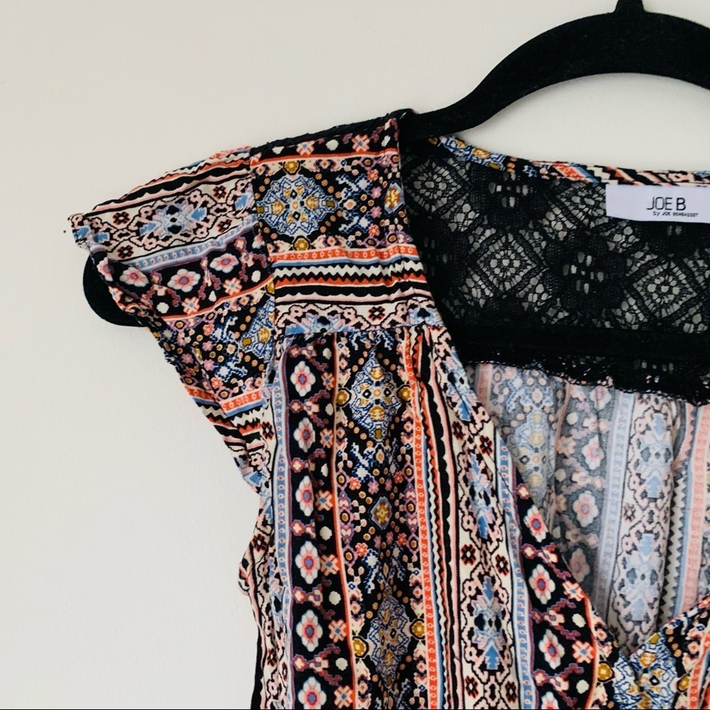 Joe B romper aztec print black lace back S - Picture 4 of 6